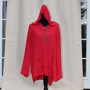 Soft Surroundings Lightweight and Flowy Hooded Tunic, Kangaroo Pocket 3/4 Zipper